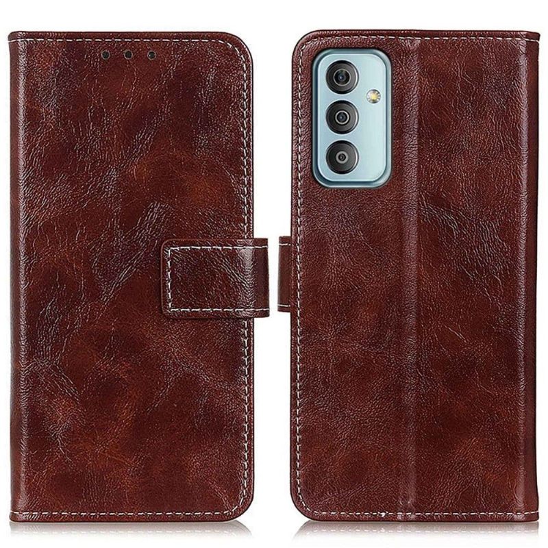 Folio-hoesje voor Samsung Galaxy M13 Luxe Stiksels Met Leereffect