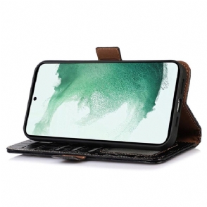 Leren Hoesje voor Samsung Galaxy M13 Bescherming Echt Leer Met Kroko-look