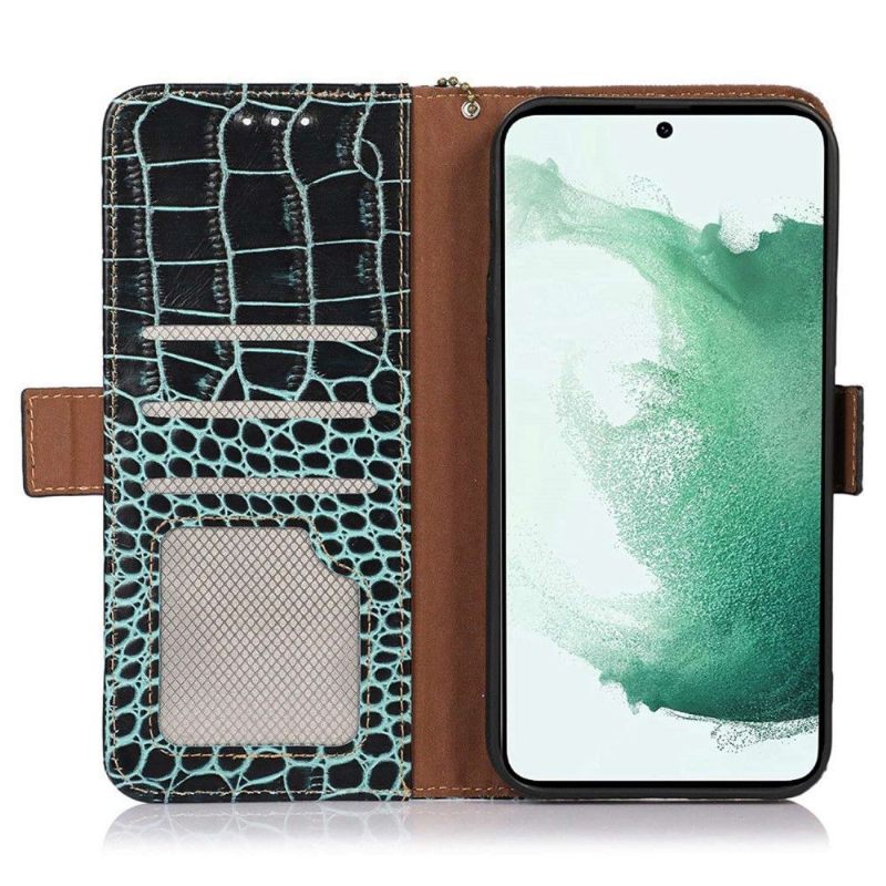 Leren Hoesje voor Samsung Galaxy M13 Bescherming Echt Leer Met Kroko-look