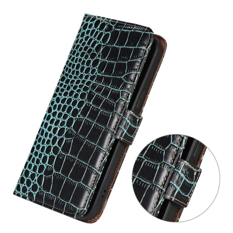 Leren Hoesje voor Samsung Galaxy M13 Bescherming Echt Leer Met Kroko-look