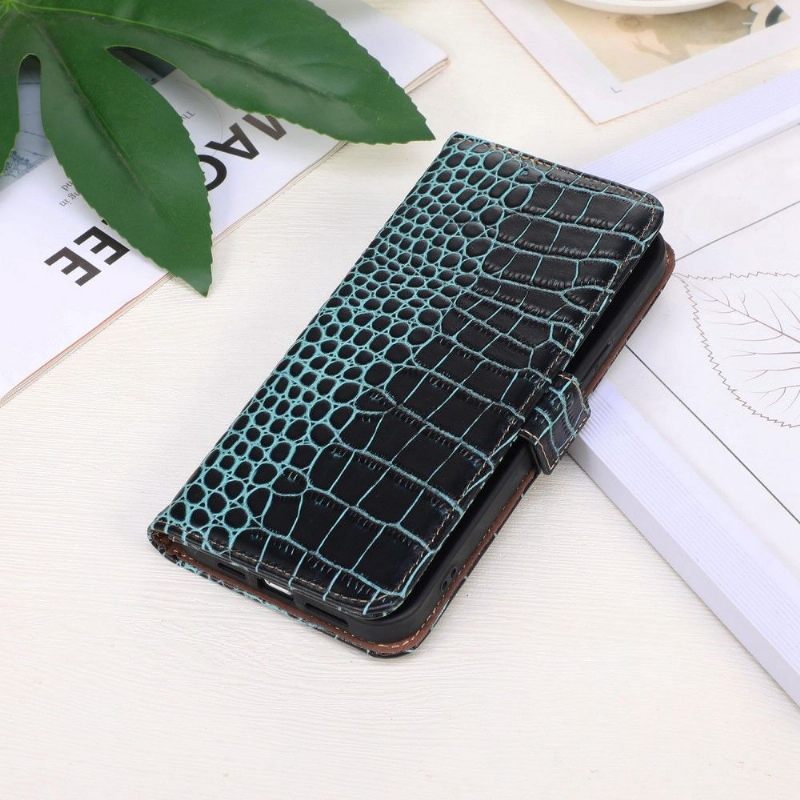 Leren Hoesje voor Samsung Galaxy M13 Bescherming Echt Leer Met Kroko-look