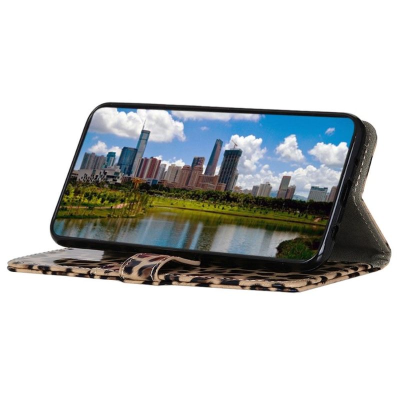 Leren Hoesje voor Samsung Galaxy M13 Kunstleer Luipaardstijl