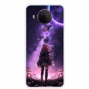 Hoesje voor Nokia 3.4 / Nokia 5.4 Volle Maan Meisje Illustratie