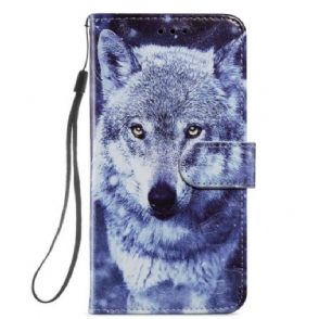 Folio-hoesje voor Samsung Galaxy A54 5G Met Ketting Tedere Wolf Met Riem