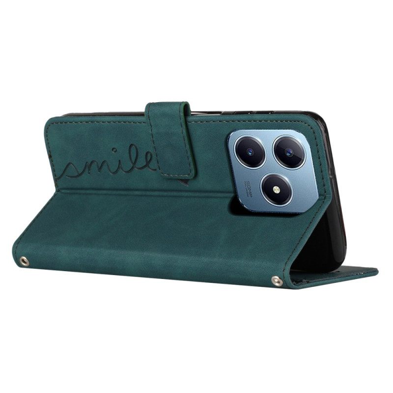 Folio-hoesje Realme C63 Telefoonhoesje Smile Bandje