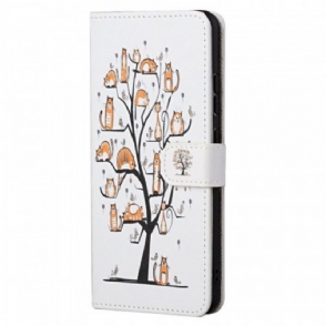 Folio-hoesje voor Xiaomi Redmi Note 11 / 11S Met Ketting Funky Cats Met Riem