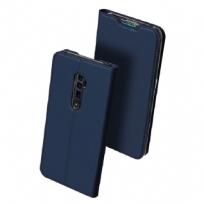 Leren Hoesje voor Oppo Reno 10x Zoom Zakelijk Kunstleer - Marineblauw