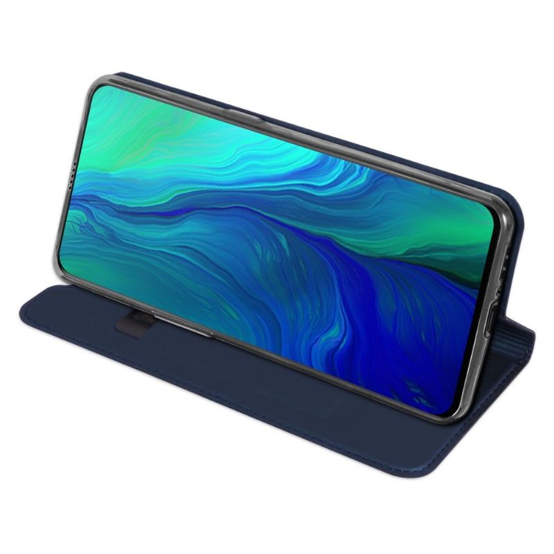 Leren Hoesje voor Oppo Reno 10x Zoom Zakelijk Kunstleer - Marineblauw
