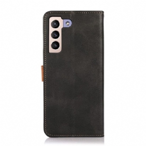 Folio-hoesje voor Samsung Galaxy S22 Plus 5G Anti-fall Khazneh Tweekleurig Kunstleer