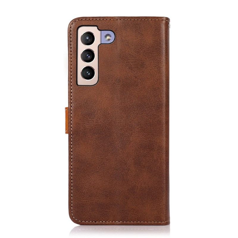 Folio-hoesje voor Samsung Galaxy S22 Plus 5G Anti-fall Khazneh Tweekleurig Kunstleer