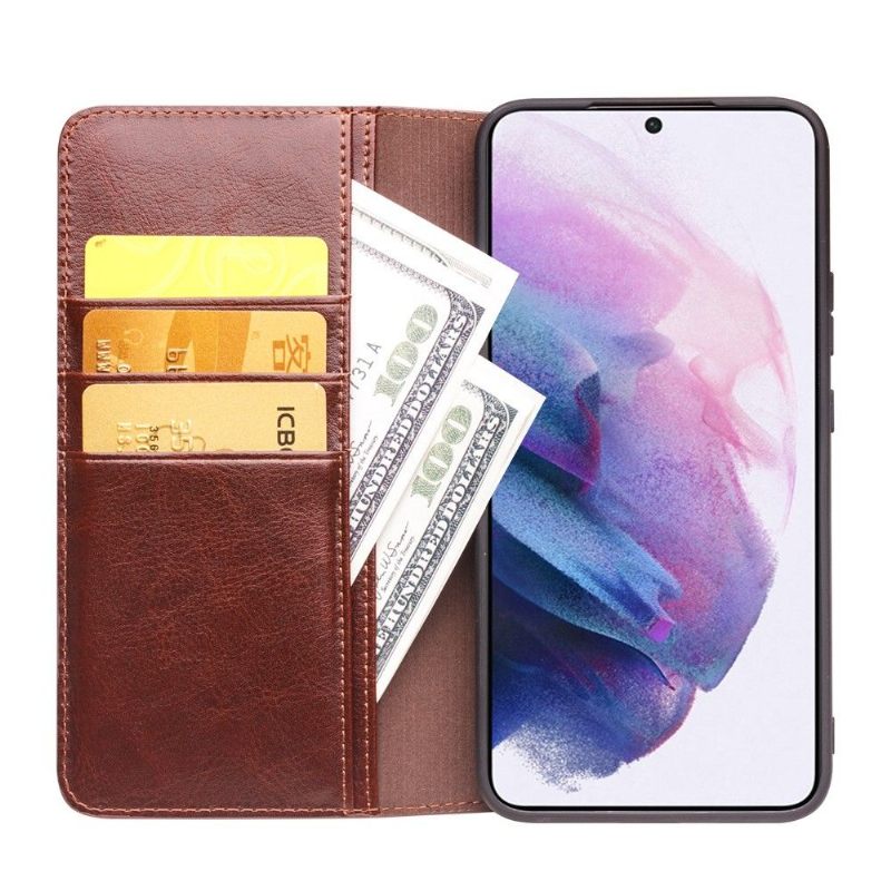 Folio-hoesje voor Samsung Galaxy S22 Plus 5G Handgemaakt Echt Leer