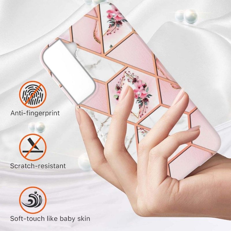 Hoesje voor Samsung Galaxy S22 Plus 5G Marmer En Bloemenkroon