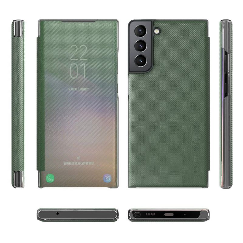 Telefoonhoesje voor Samsung Galaxy S22 Plus 5G Folio-hoesje Koolstofvezel