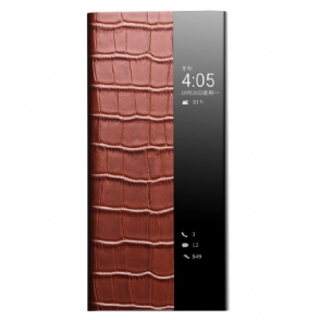 Flip Case voor Huawei P50 Pro Folio-hoesje Leren Venster Met Kroko-effect