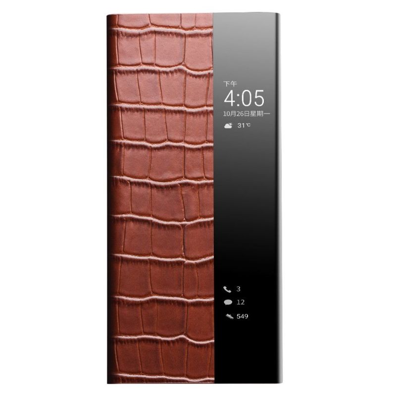 Flip Case voor Huawei P50 Pro Folio-hoesje Leren Venster Met Kroko-effect
