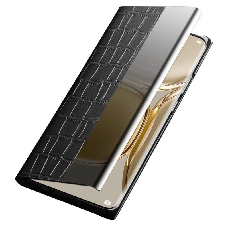 Flip Case voor Huawei P50 Pro Folio-hoesje Leren Venster Met Kroko-effect