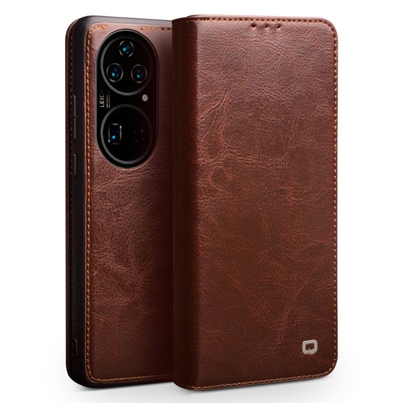 Folio-hoesje voor Huawei P50 Pro Handgemaakt Echt Leer