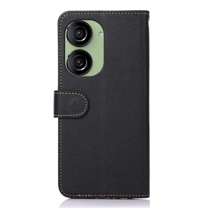 Flip Case Leren Asus Zenfone 10 Tweekleurige Lychee Textuur Khazneh