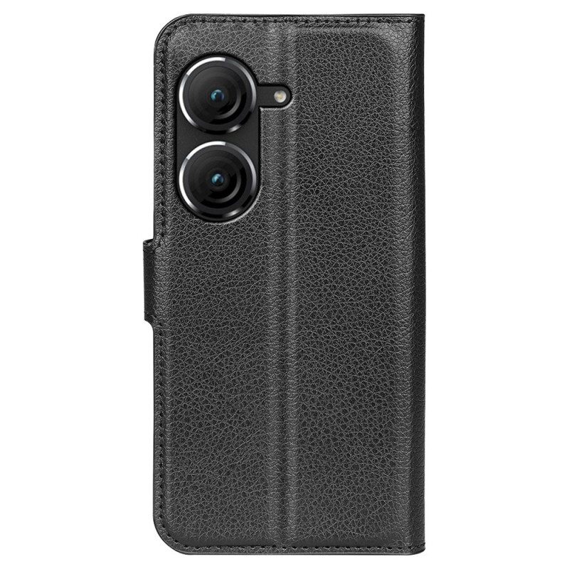 Leren Hoesje Asus Zenfone 10 Klassiek Lychee Kunstleer Bescherming Hoesje