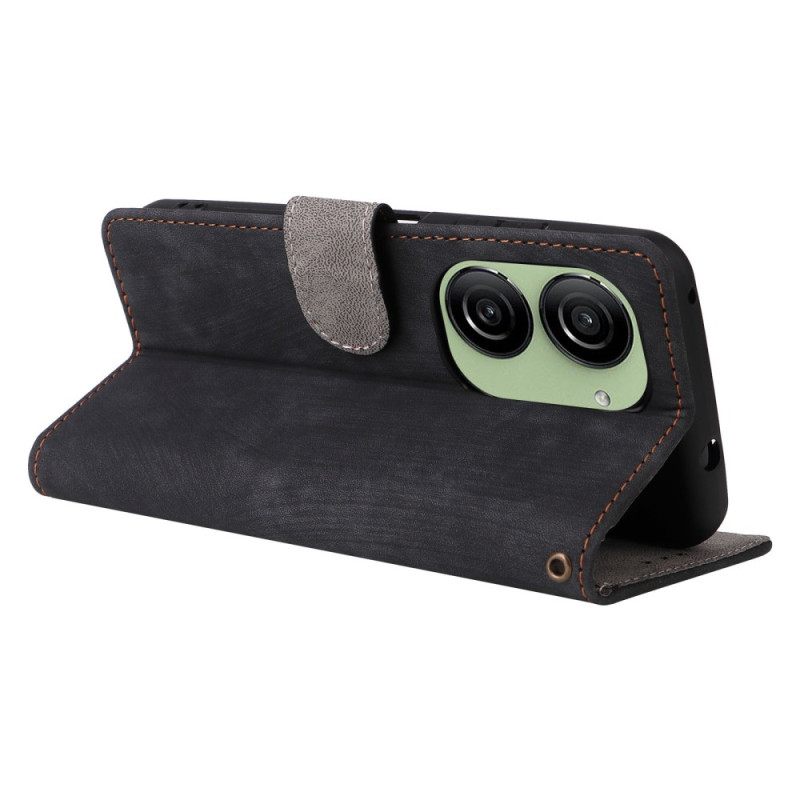 Leren Hoesje Asus Zenfone 10 Rfid Suède-effect Bescherming Hoesje