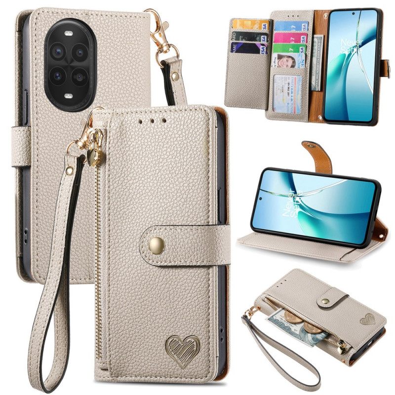 Leren Hoesje Voor Huawei Nova 13 Pro Hartvormig Ontwerp Rfid-bescherming