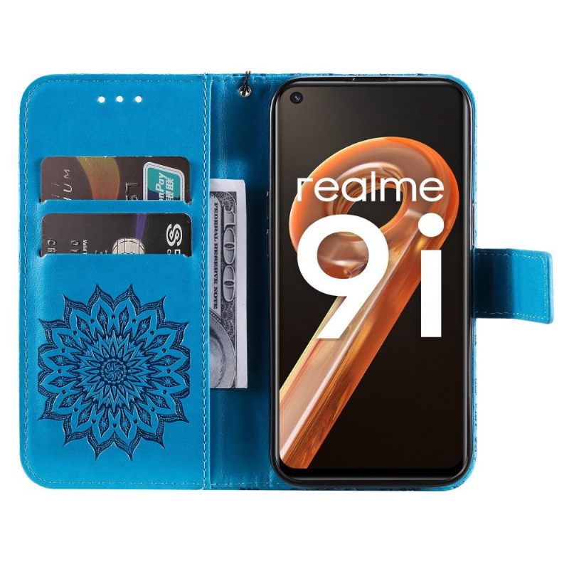 Folio-hoesje voor Realme 9i Met Ketting Zonnebloem