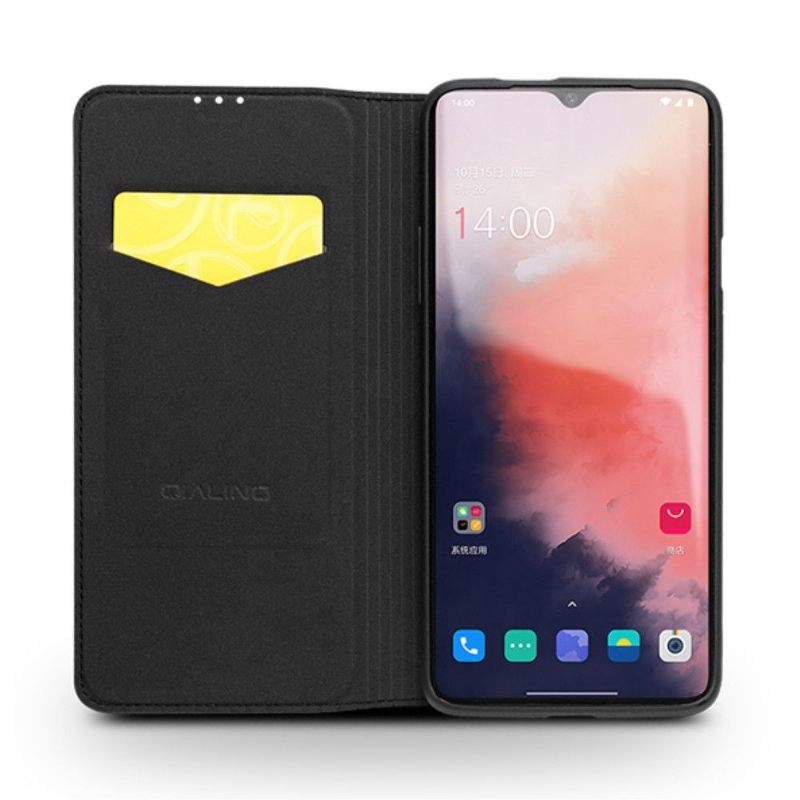 Cover voor OnePlus 7T Pro Klassiek Handgemaakt Echt Leer