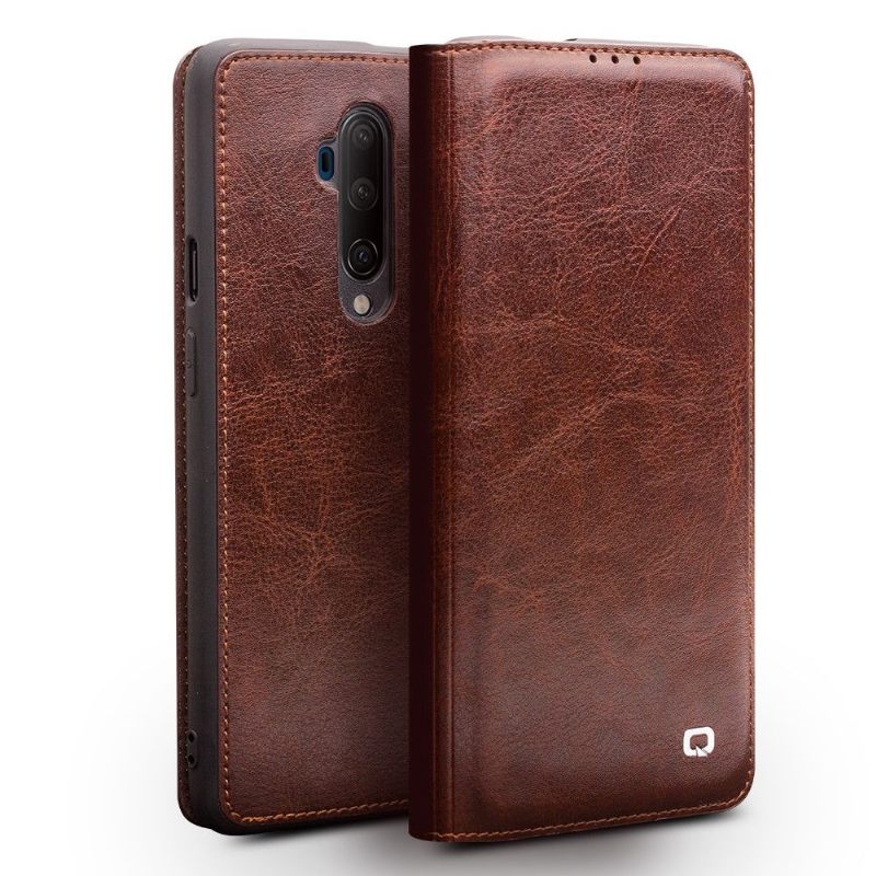 Cover voor OnePlus 7T Pro Klassiek Handgemaakt Echt Leer