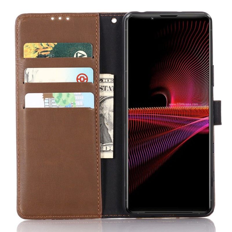 Cover voor Sony Xperia 1 III Folio-hoesje Retro Kunstleer Folio