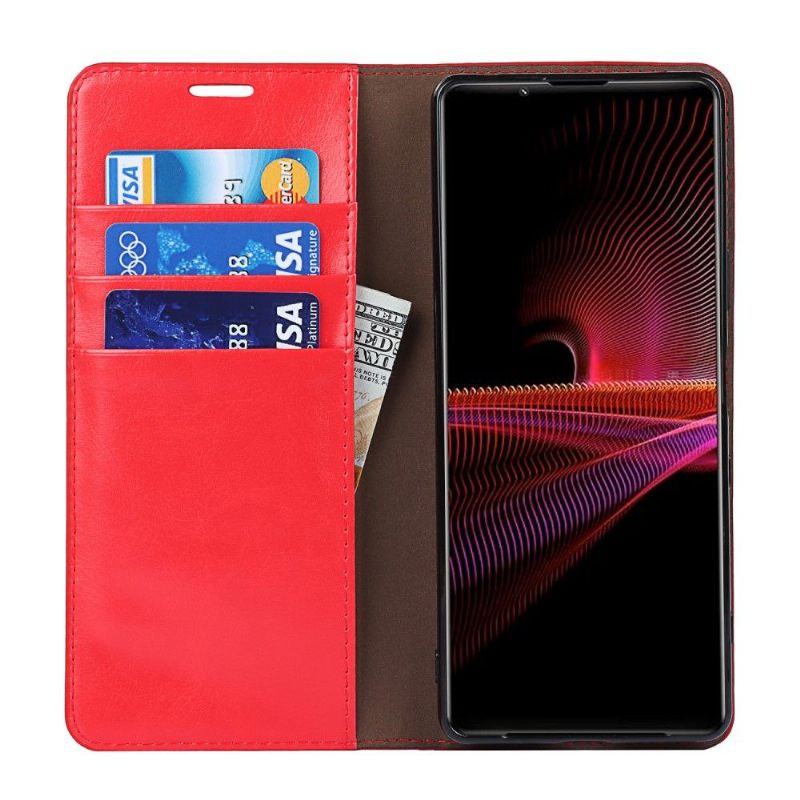 Folio-hoesje voor Sony Xperia 1 III Ondersteuningsfunctie Voor Leren Kaarthouder