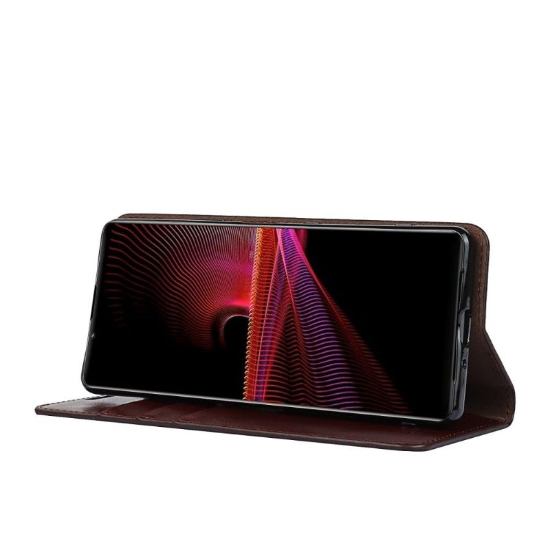 Folio-hoesje voor Sony Xperia 1 III Ondersteuningsfunctie Voor Leren Kaarthouder