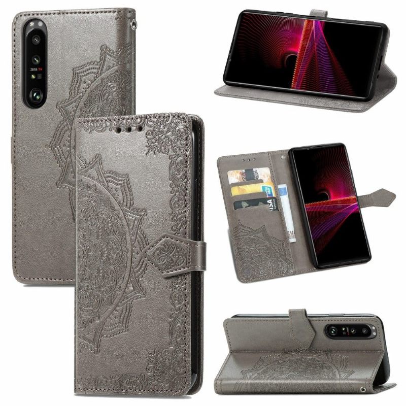 Leren Hoesje voor Sony Xperia 1 III Reliëf Mandala