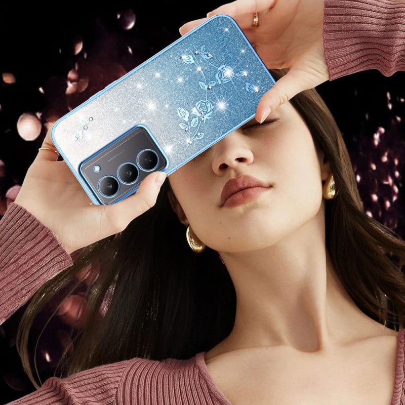 Case Hoesje Realme 14x 5g Telefoonhoesje Kadem Bloemen En Strass-steentjes