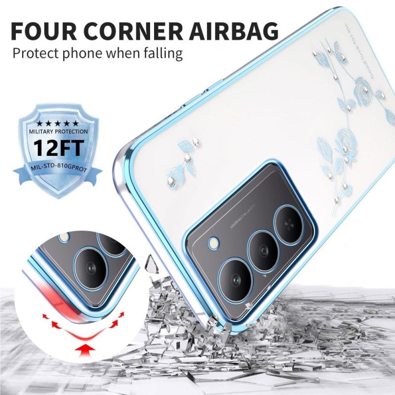 Case Hoesje Realme 14x 5g Telefoonhoesje Kadem Bloemversiering En Strass-steentjes