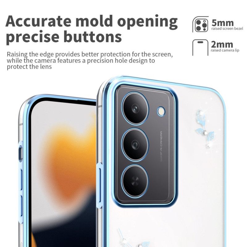 Case Hoesje Realme 14x 5g Telefoonhoesje Kadem Bloemversiering En Strass-steentjes