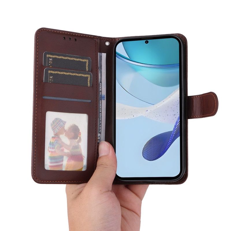 Leren Hoesje Voor Realme 14x 5g Effen Bandje