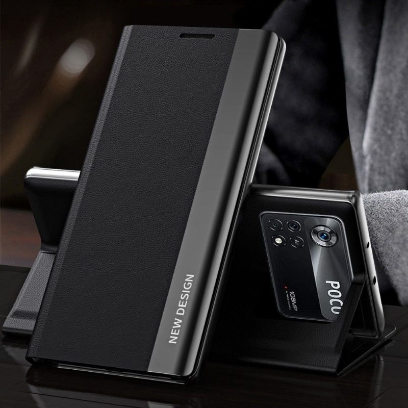 Cover voor Poco X4 Pro 5G Zakelijke Magneet Met Leereffect