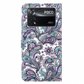 Folio-hoesje voor Poco X4 Pro 5G Anti-fall Paisley Bloem