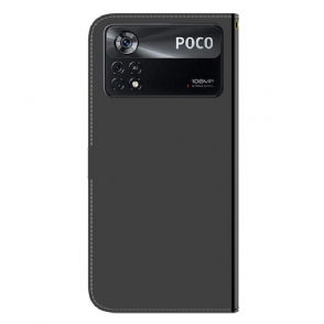 Folio-hoesje voor Poco X4 Pro 5G Anti-fall Spiegeleffect Van Imitatieleer
