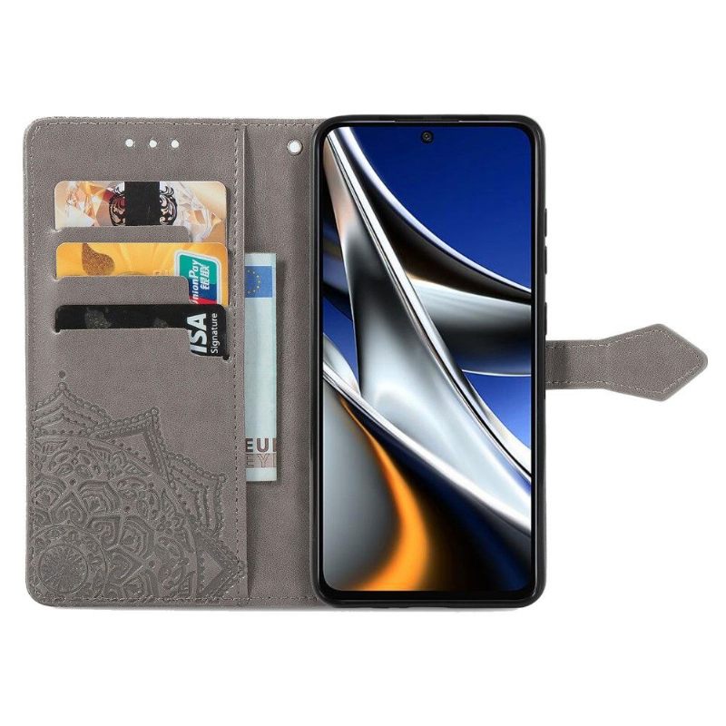 Folio-hoesje voor Poco X4 Pro 5G Kunstleer Mandala 001 Serie