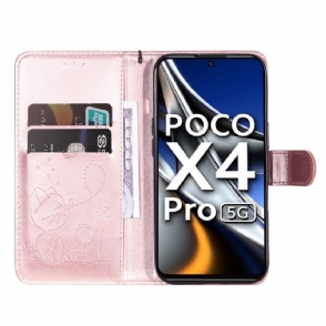 Leren Hoesje voor Poco X4 Pro 5G Afbeelding Kat