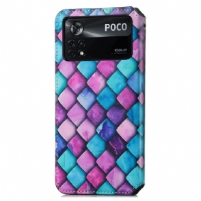 Leren Hoesje voor Poco X4 Pro 5G Bescherming Folio-hoesje Gekleurde Tortoise Flip Flap