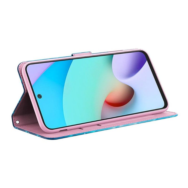 Leren Hoesje voor Poco X4 Pro 5G Bescherming Sprankelende Blauwe Vlinders