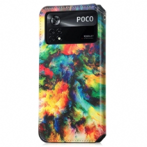 Leren Hoesje voor Poco X4 Pro 5G Folio-hoesje Iriserende Cloud Flip Flap