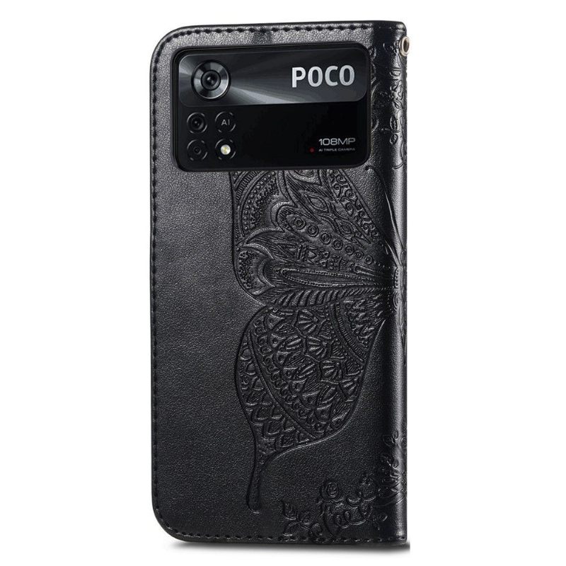 Leren Hoesje voor Poco X4 Pro 5G Reliëfvlinder