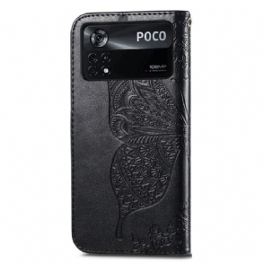 Leren Hoesje voor Poco X4 Pro 5G Reliëfvlinder