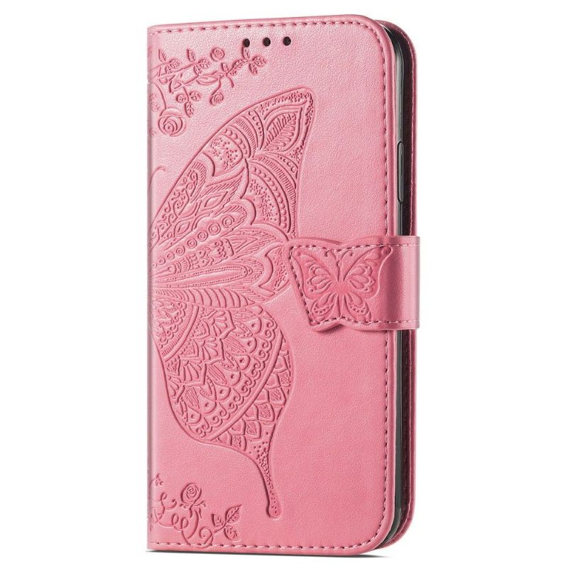 Leren Hoesje voor Poco X4 Pro 5G Reliëfvlinder
