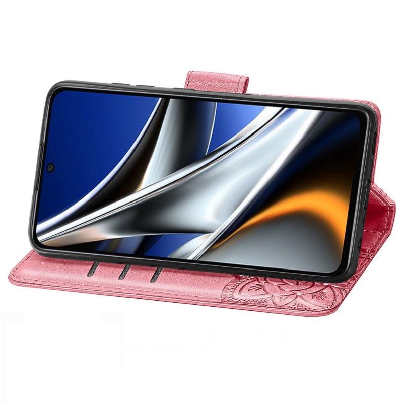 Leren Hoesje voor Poco X4 Pro 5G Reliëfvlinder