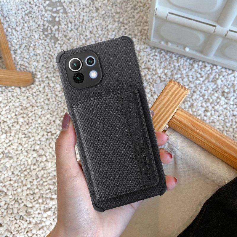 Telefoonhoesje voor Xiaomi Mi 11 Kaarthouder Van Koolstofvezel