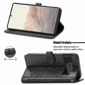 Flip Case voor Google Pixel 6 Mandala-reliëf In Kunstleer